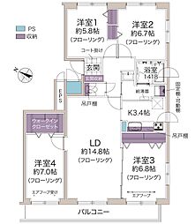 サーム東高前 4LDKの間取図画像