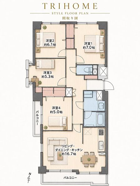 4LDK 間取り