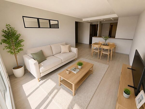 ２２帖以上のＬＤＫと全室６帖以上の洋室があり広々とした間取り！（画像は家具を配置したイメージ図です！）