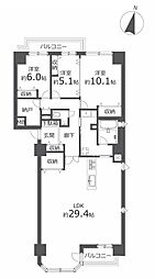 鳥居前シティハウス 3SLDKの間取図画像