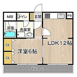 大正メゾン 1LDKの間取図画像