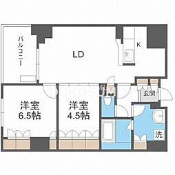 アーデンタワー福島ウエスト 2LDKの間取図画像