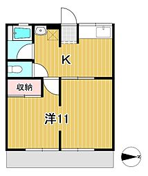 シティハイムヒロ 1Kの間取図画像