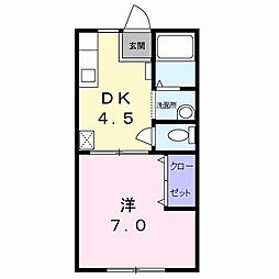 シャトーフジ 1DKの間取図画像