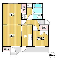 トビタハイツ 3Kの間取図画像