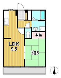 パナハイツ深津 1LDKの間取図画像