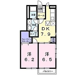 アンソレイエ2 2DKの間取図画像