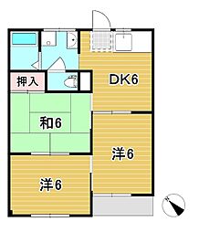 伊平次アパート 3DKの間取図画像