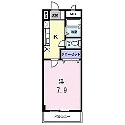 ワンアール22629 1Kの間取図画像