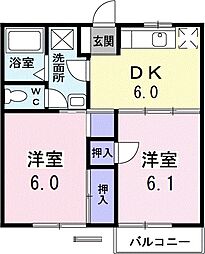 ウィナーズ・パレス 2DKの間取図画像