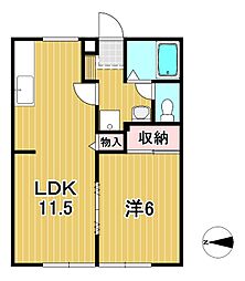 イトウハイツB 1LDKの間取図画像