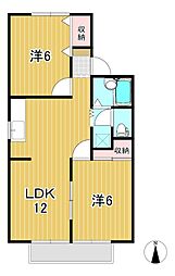 ヴィラみかの原B 2LDKの間取図画像