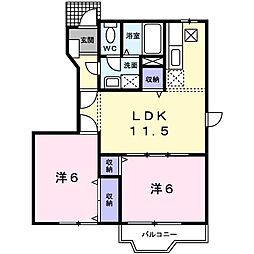 クレストール1037C 2LDKの間取図画像