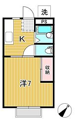 フィオリート諏訪 1Kの間取図画像