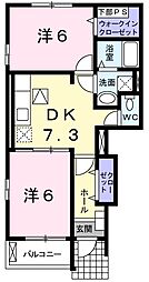 パティオ・スカイ6 2DKの間取図画像