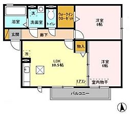 フルール 2LDKの間取図画像