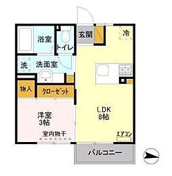 エスポワールS 1LDKの間取図画像