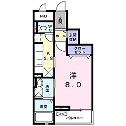 プレッソ2 1Kの間取図画像
