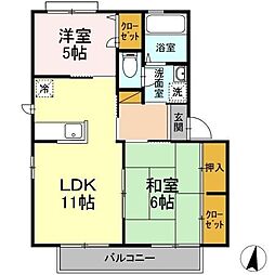 コージーコートB 2LDKの間取図画像