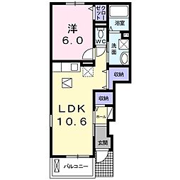 オーシャンヒル2 1LDKの間取図画像