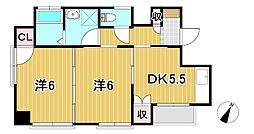 小川ビル 2DKの間取図画像