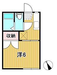 S・H成沢B 1Kの間取図画像