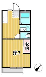 サンライフヴィラB 1Kの間取図画像