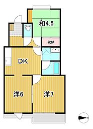 ヒルトップ 3DKの間取図画像