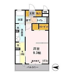 フォアール 1Kの間取図画像