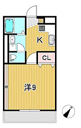 プルミエールA 1Kの間取図画像