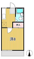 マンハイツ2 1Kの間取図画像