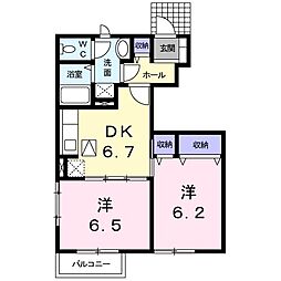 メゾン・プリムヴェール1 2DKの間取図画像