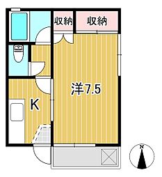 メゾン・スズキ 1Kの間取図画像