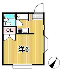 モンパレス日立第二A 1Kの間取図画像