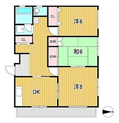 サローデK21 3DKの間取図画像