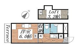 常陸多賀レジデンス 1Kの間取図画像