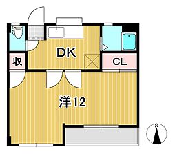 森山ハイツ 1DKの間取図画像