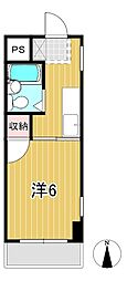 油縄子ハイツ 1Kの間取図画像