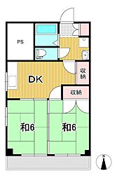 鈴木ビル 2DKの間取図画像