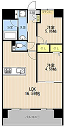 LIBTH菊陽II 2LDKの間取図画像