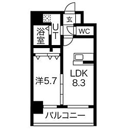 クロス天神南 1LDKの間取図画像