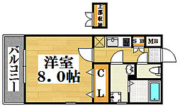 クレスティアステージア天神 1Kの間取図画像