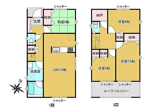 ■□■区画図■□■4LDK、土地面積150.86m2、建物面積105.30m2