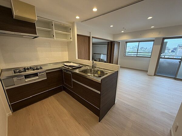 同じ間取り、同じリフォーム内容の1101号室のお写真となります。４０１は建具が白となります。