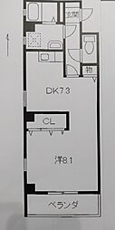パレ・フルール 1DKの間取図画像