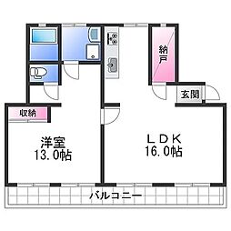 プレスガーデンあおい 1LDKの間取図画像