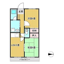 シティハイツ衆楽園 2DKの間取図画像