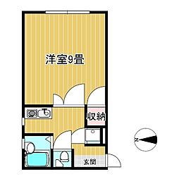 ツリーコート上河原 1Kの間取図画像