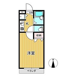 バードヒル 1Kの間取図画像