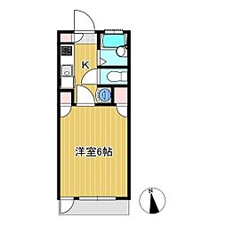 パールヴィラ北園 1Kの間取図画像